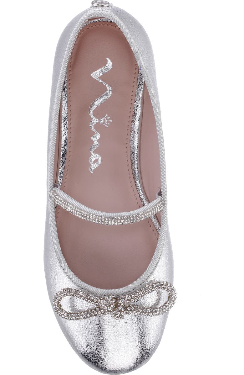 Nina Kids' Kendalla Ballet Flat, Alternate, color, Silver Crackled Metallic