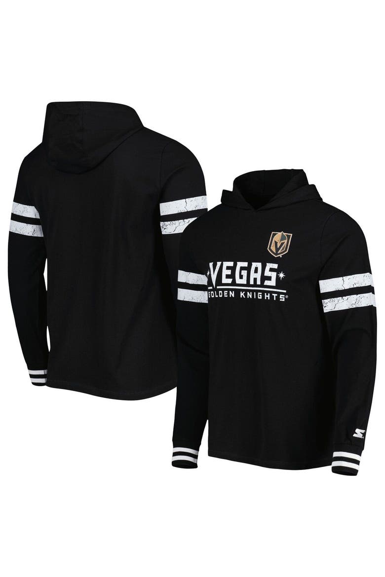 Men's Starter Black Vegas Golden Knights Offense Long Sleeve Hoodie T-Shirt, Alternate, color, Black