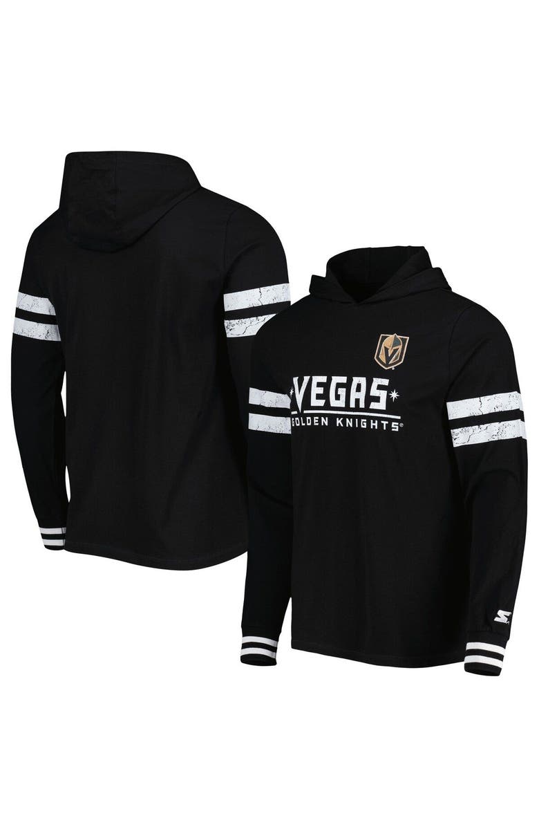 STARTER Men's Starter Black Vegas Golden Knights Offense Long Sleeve Hoodie T-Shirt, Alternate, color, 