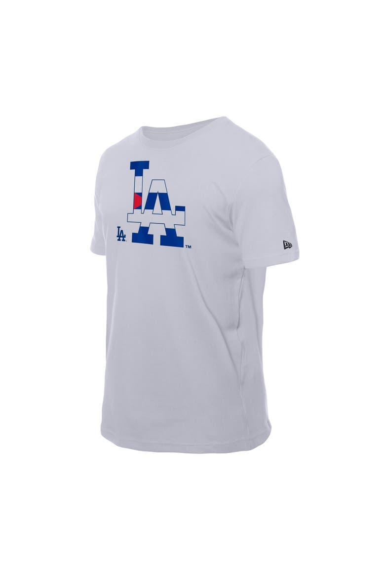 Men's New Era White Los Angeles Dodgers Cuban Flag Logo T-Shirt, Alternate, color, White