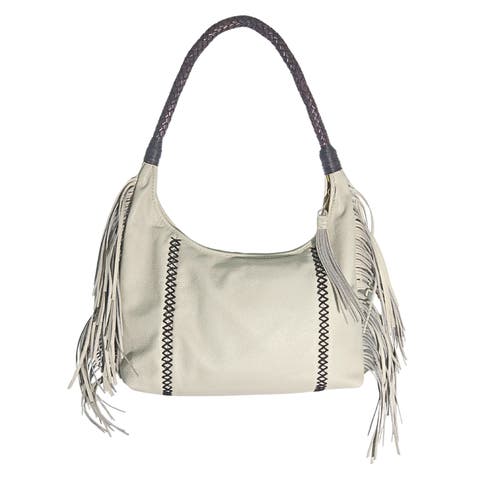 Fringe Leather Hobo Bag