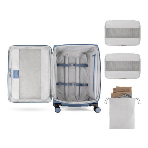 Travelpro Versapack + Lightweight Softside Expandable 25" Medium Check In Spinner Luggage In Elemental Blue