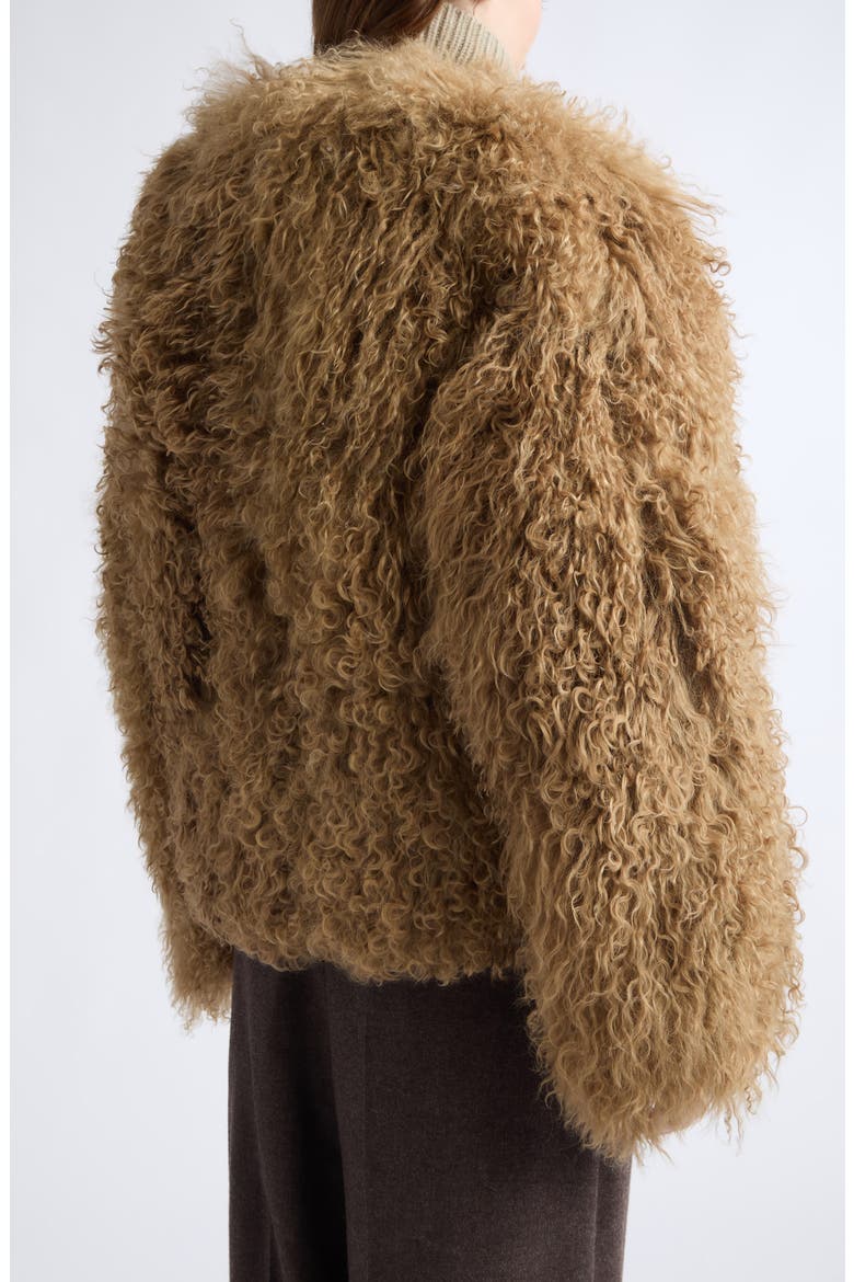 Curly Genuine Shearling Jacket, Alternate, color, CARAMEL