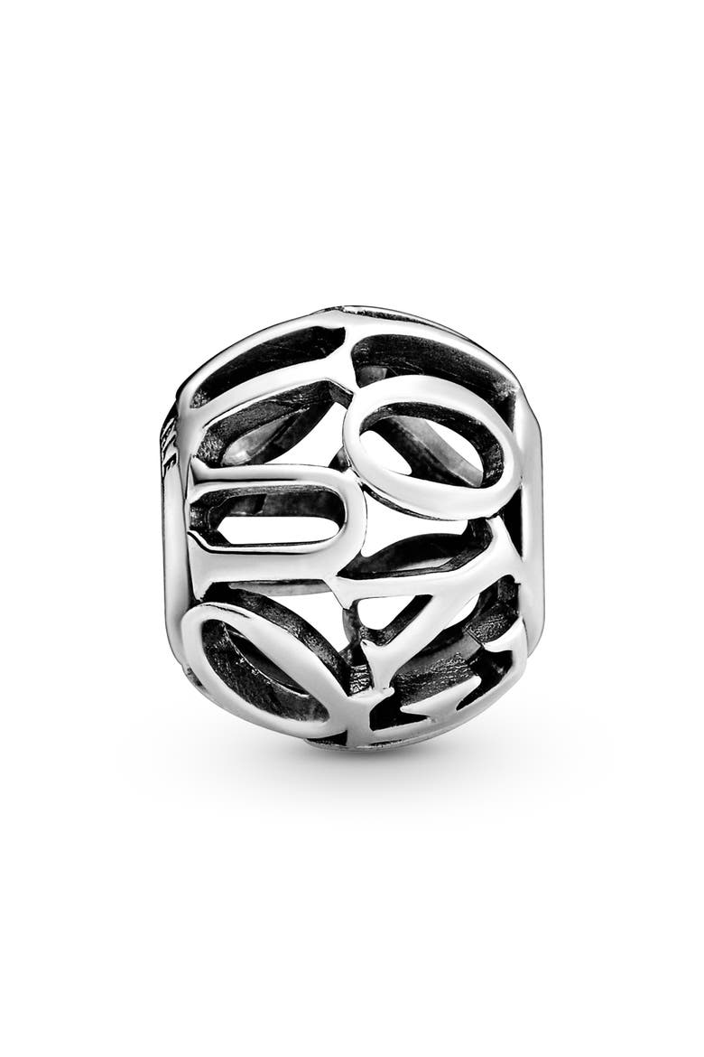 Openwork I Love You Script Charm, Alternate, color, SILVER