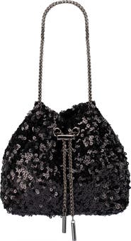 Olga Berg Ilana Sequin Drawstring Clutch