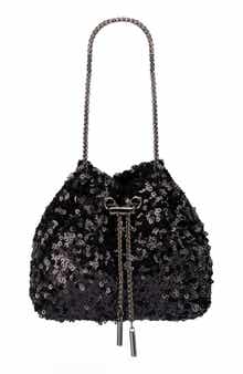 Olga Berg Ilana Sequin Drawstring Clutch