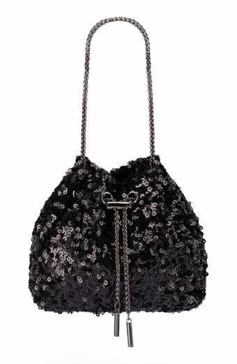 Olga Berg Ilana Sequin Drawstring Clutch