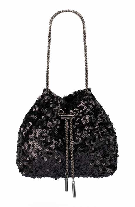 Olga Berg Ilana Sequin Drawstring Clutch