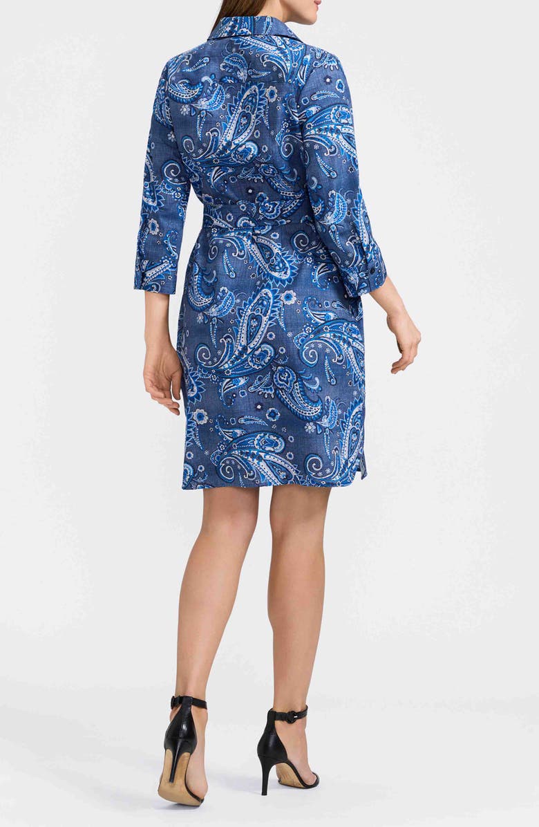 Foxcroft Rocca Paisley Print Belted Cotton Shirtdress, Alternate, color, Blue/ Multi