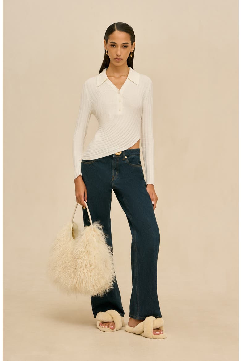 Mattea Ribbed Wool Blend Top, Alternate, color, OFF WHITE