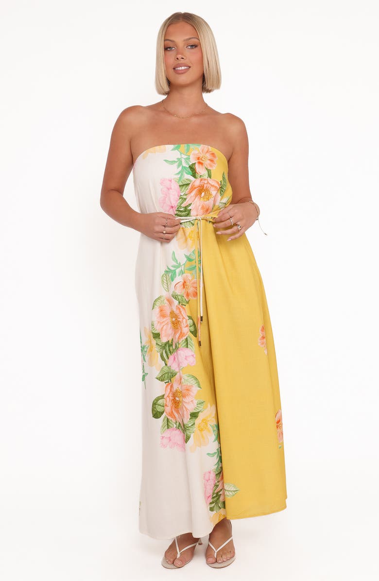 Petal & Pup Marlia Strapless Maxi Sundress, Alternate, color, Yellow Poppy