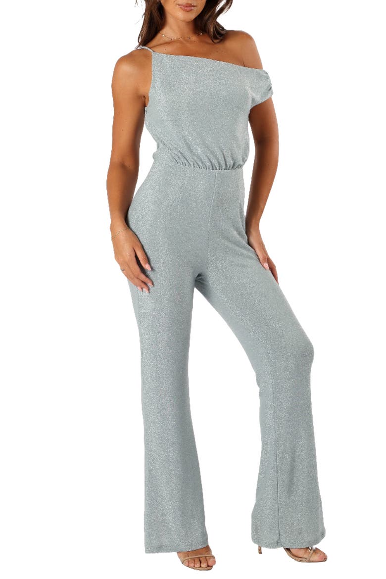 Heather Sparkle One-Shoulder Jumpsuit, Main, color, SAGE