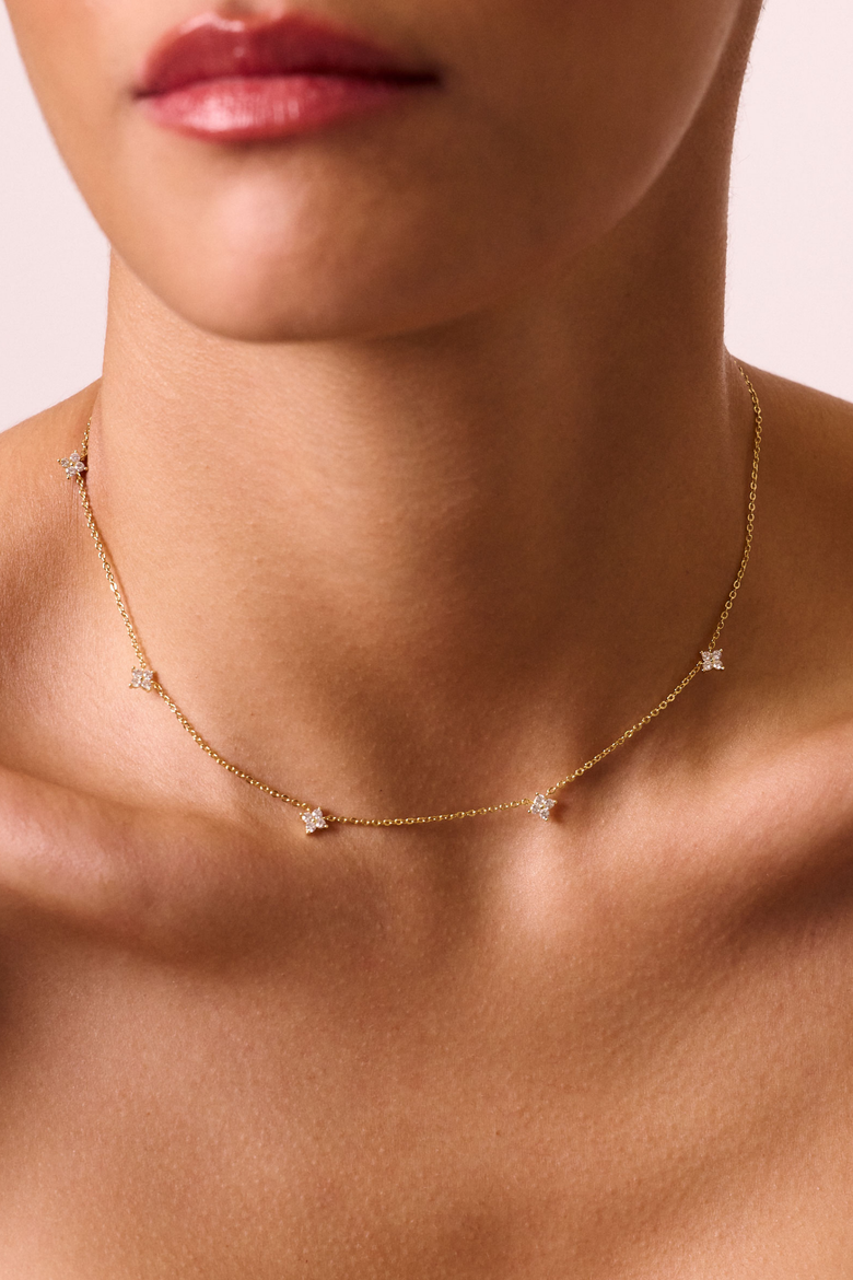 Bella Dainty Clover Necklace, Alternate, color, Gold