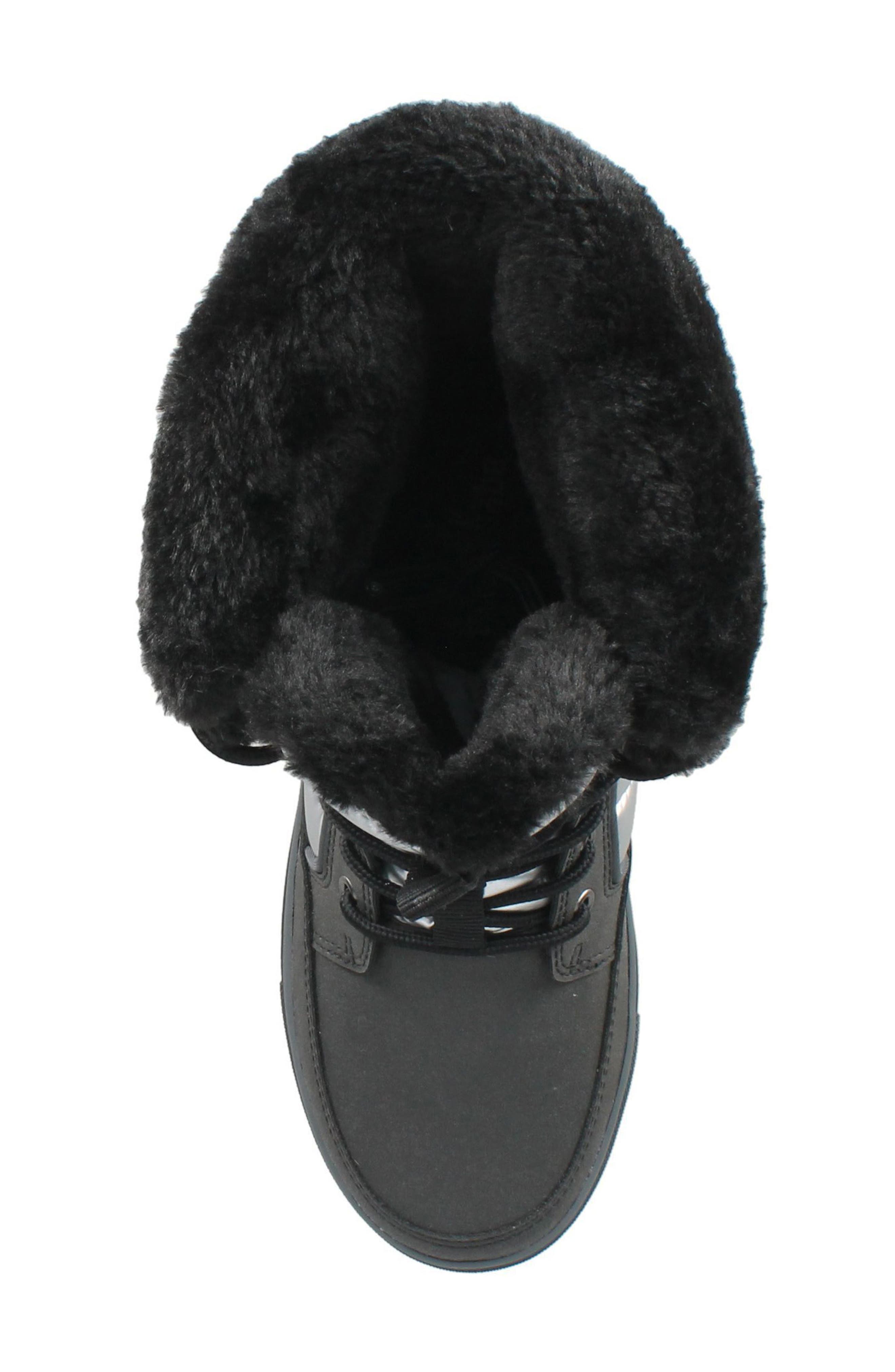 AQUATHERM BY SANTANA CANADA Minden Metallic Faux Fur Lined Lace-Up Boot, Alternate, color, Black / Silver