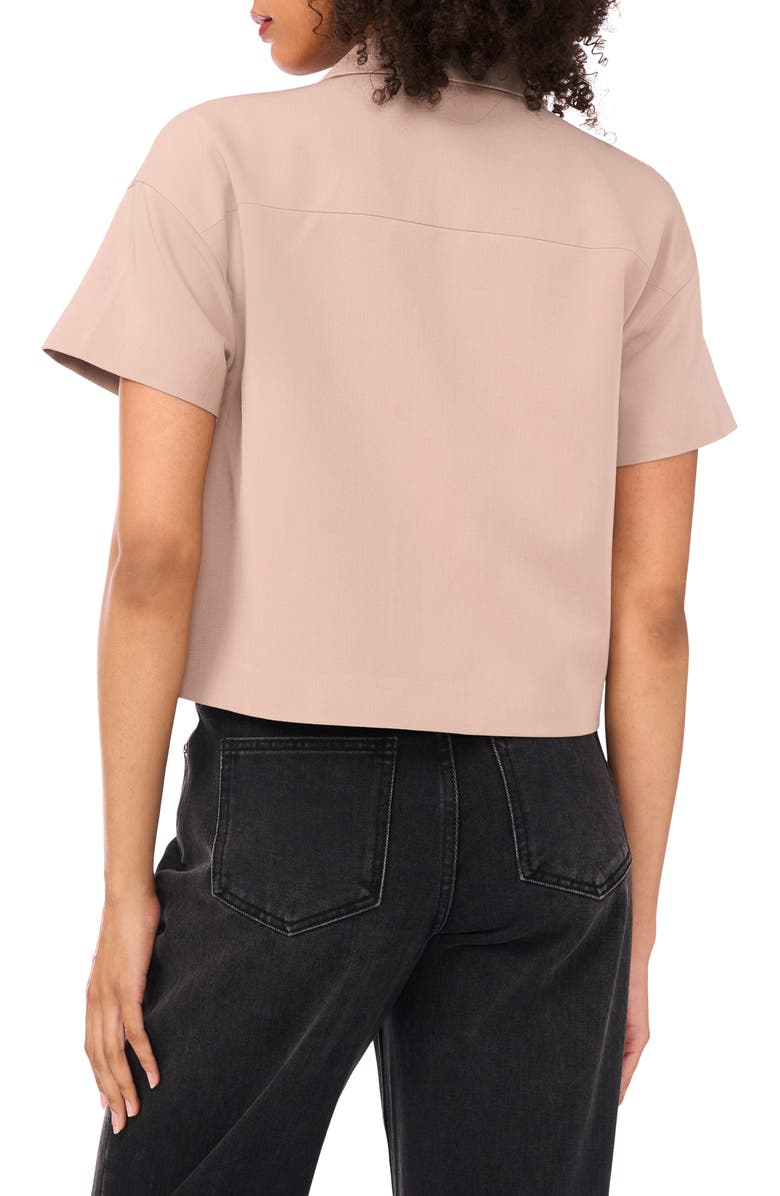 1.STATE Short Sleeve Twill Shirt Jacket, Alternate, color, Taupe