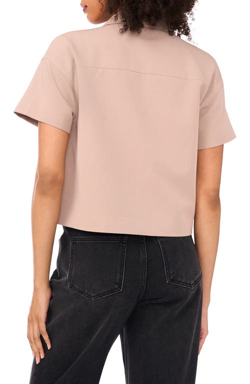 1.state Short Sleeve Twill Shirt Jacket In Brown