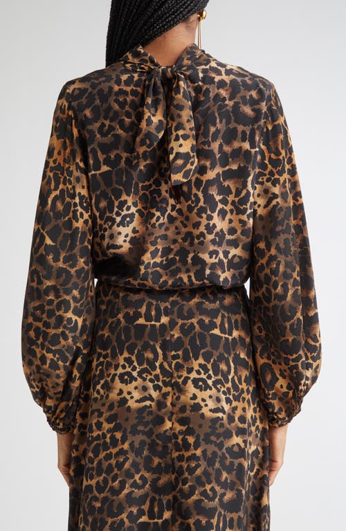 Johanna Ortiz Intricate Islands Leopard Print Silk Top In Brown