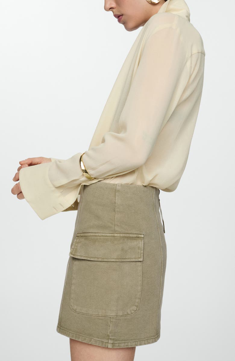 MANGO Denim Cargo Miniskirt, Alternate, color, Khaki Green