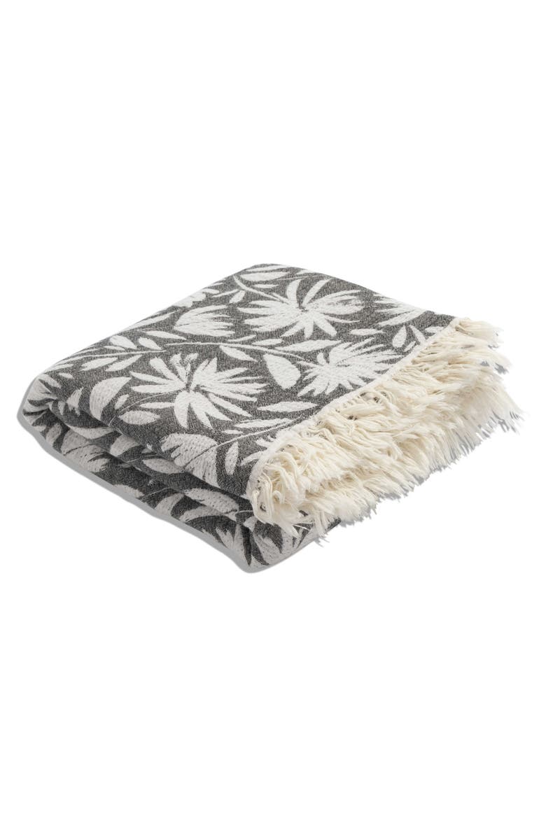 InfuseZen Whimsical Flower Organic Reversible Muslin Blanket, Alternate, color, Black