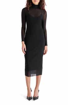 Steve Madden Vivienne Long Sleeve Mesh Midi Dress