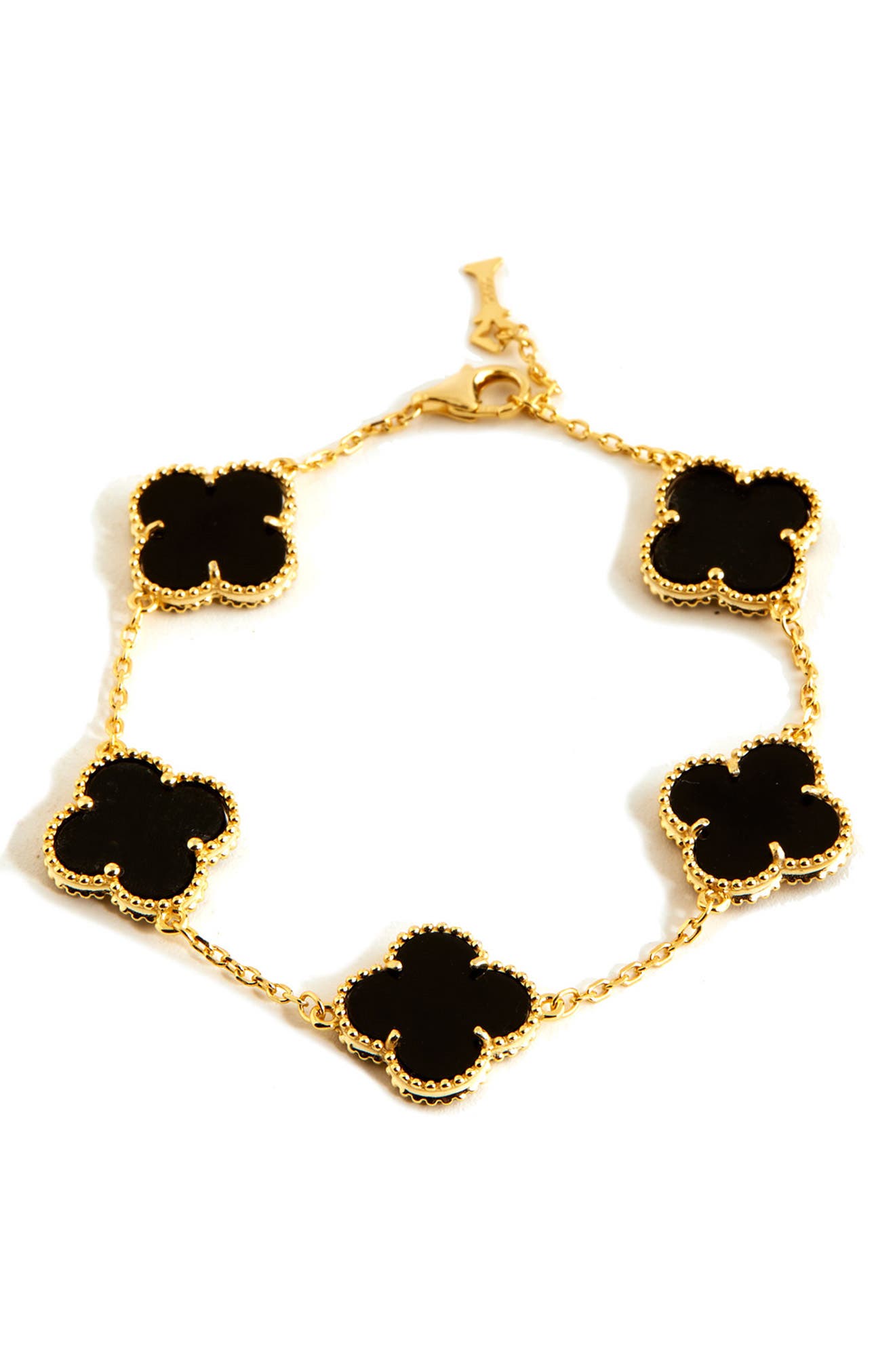 SAVVY CIE JEWELS 18K Vermeil Sterling Onyx Bracelet (Women) | Nordstromrack