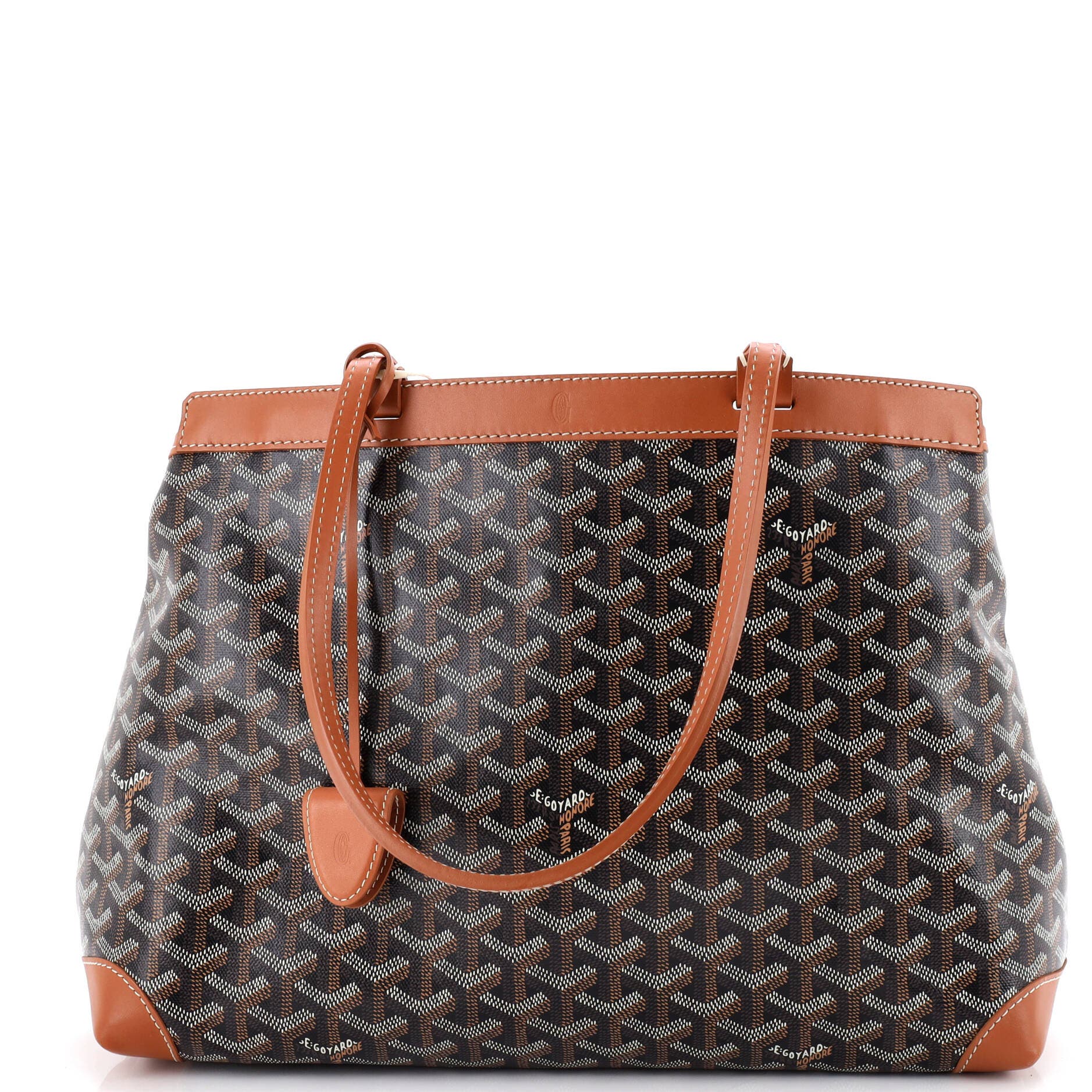 Pre-Owned Goyard Bellechasse Bag Coated Canvas PM, Main, color, Brown