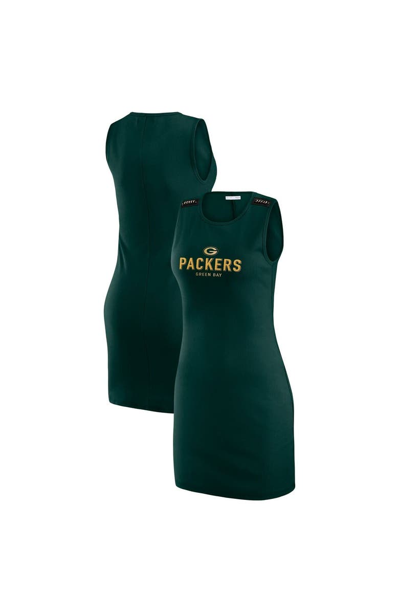 WEAR by Erin Andrews Women's WEAR by Erin Andrews x Gracie Hunt Green Green Bay Packers Ribbed Tank Dress, Main, color, 