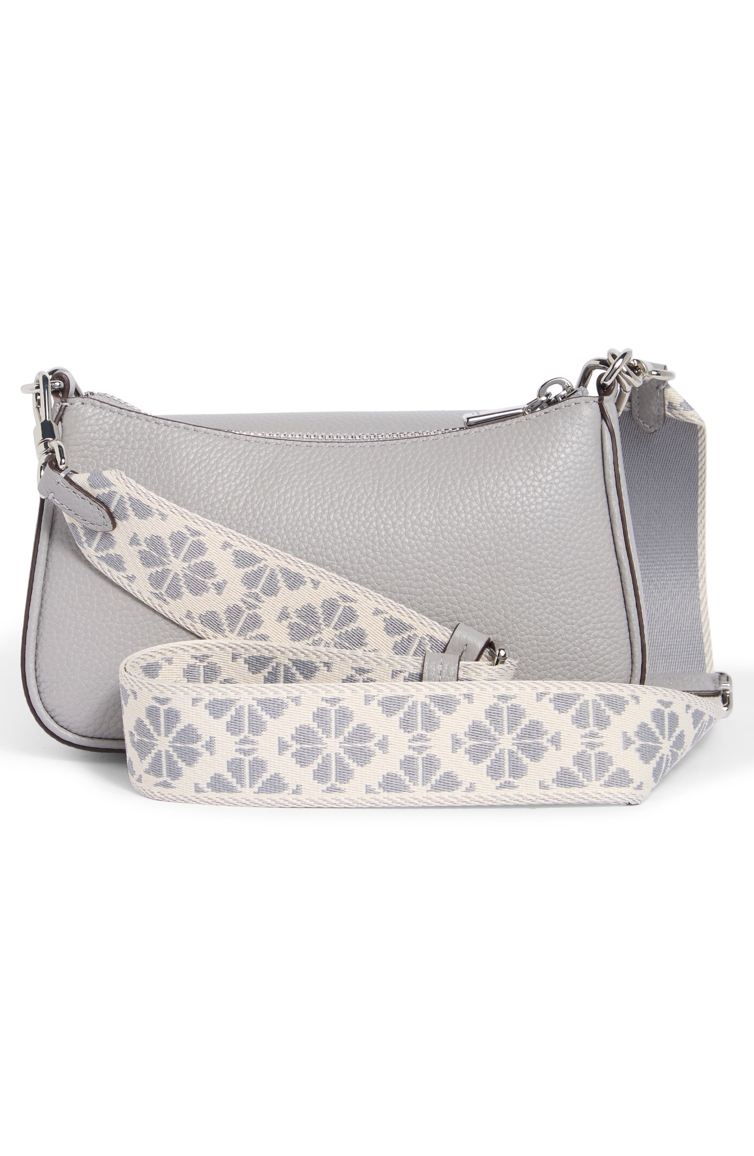 morgan double up pebbled leather crossbody bag, Alternate, color, NIMBUS GREY