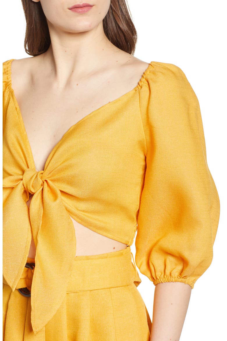 Tie Front Crop Top, Alternate, color, TANGERINE