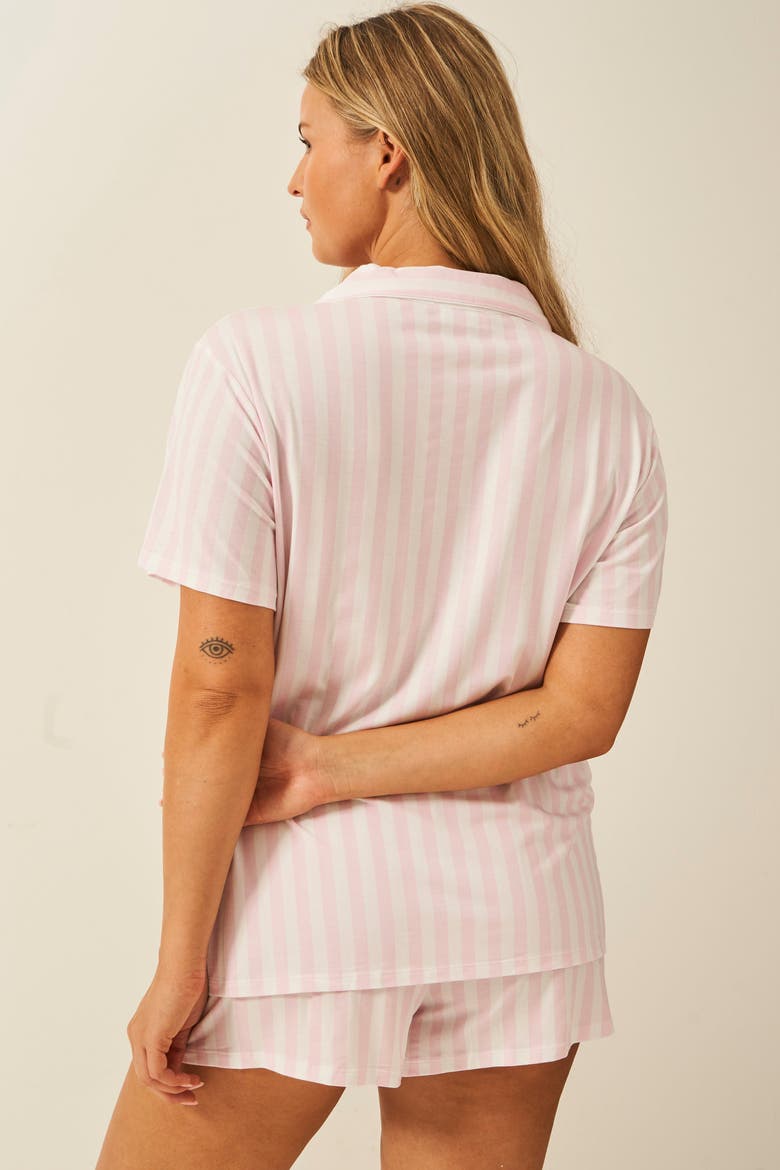 Short Pyjama Set, Alternate, color, Pale Pink Stripe