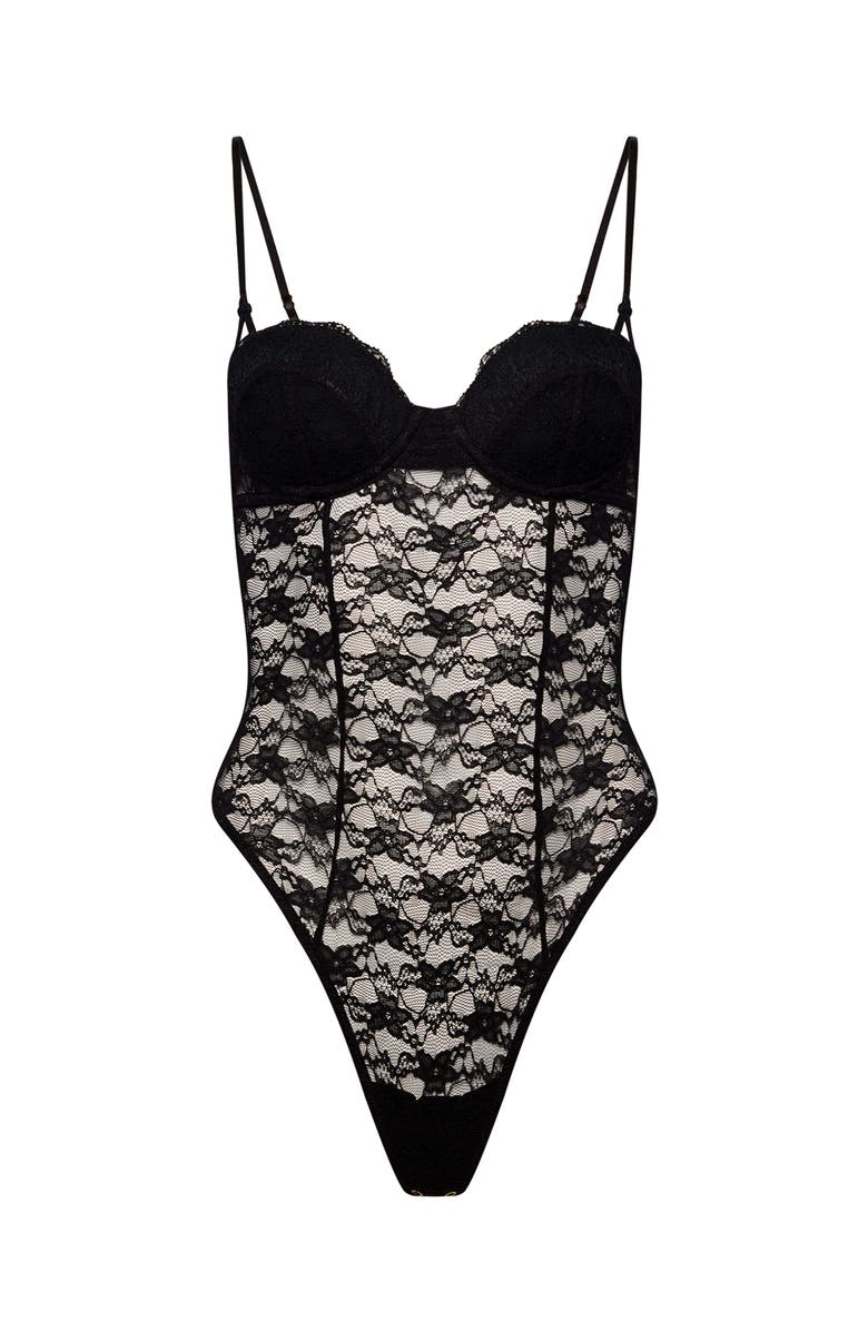 Pepper Effortless Lace Teddy, Alternate, color, Black
