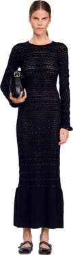 SANDRO Rhinestone knit maxi dress