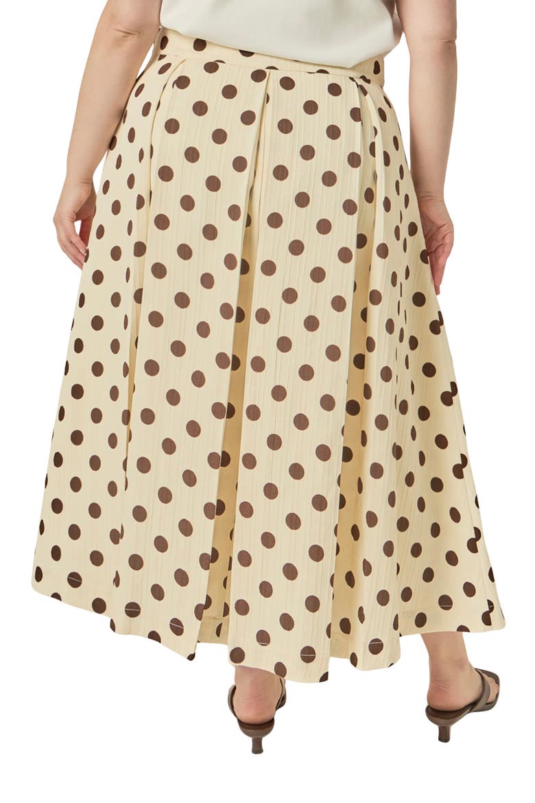 Polka Dot Pleated Midi Skirt, Alternate, color, CREAM