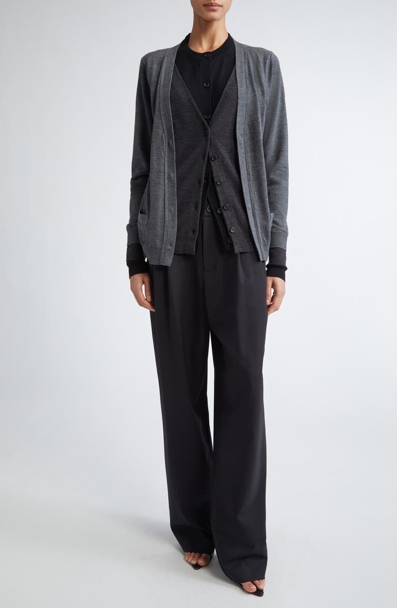 MONSE Trompe l'Oeil Triple Layer Cardigan, Alternate, color, Black/ Grey