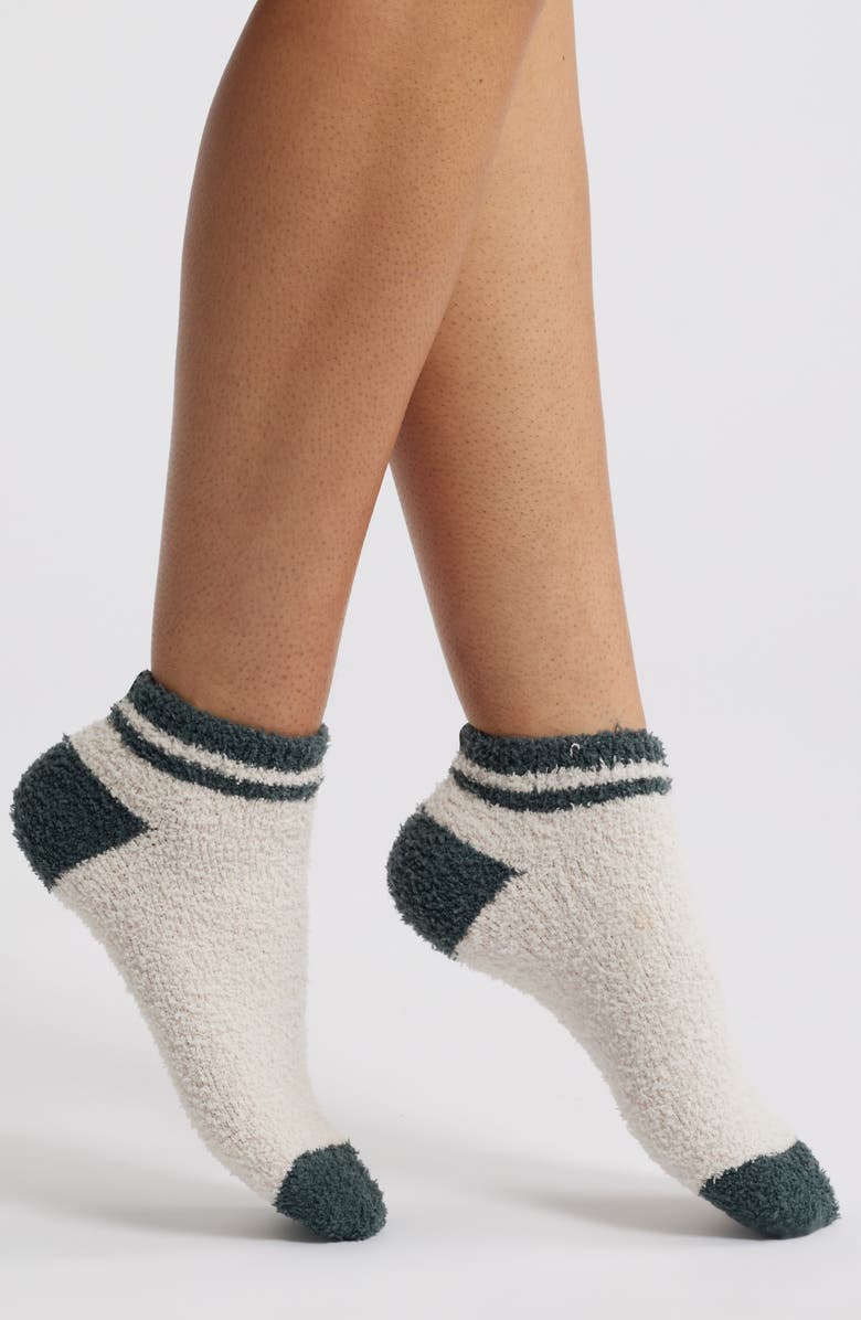 Barefoot Dreams<sup>®</sup> CozyChic<sup>®</sup> Stripe Ankle Socks, Main, color, Sand Dune-Deep Juniper