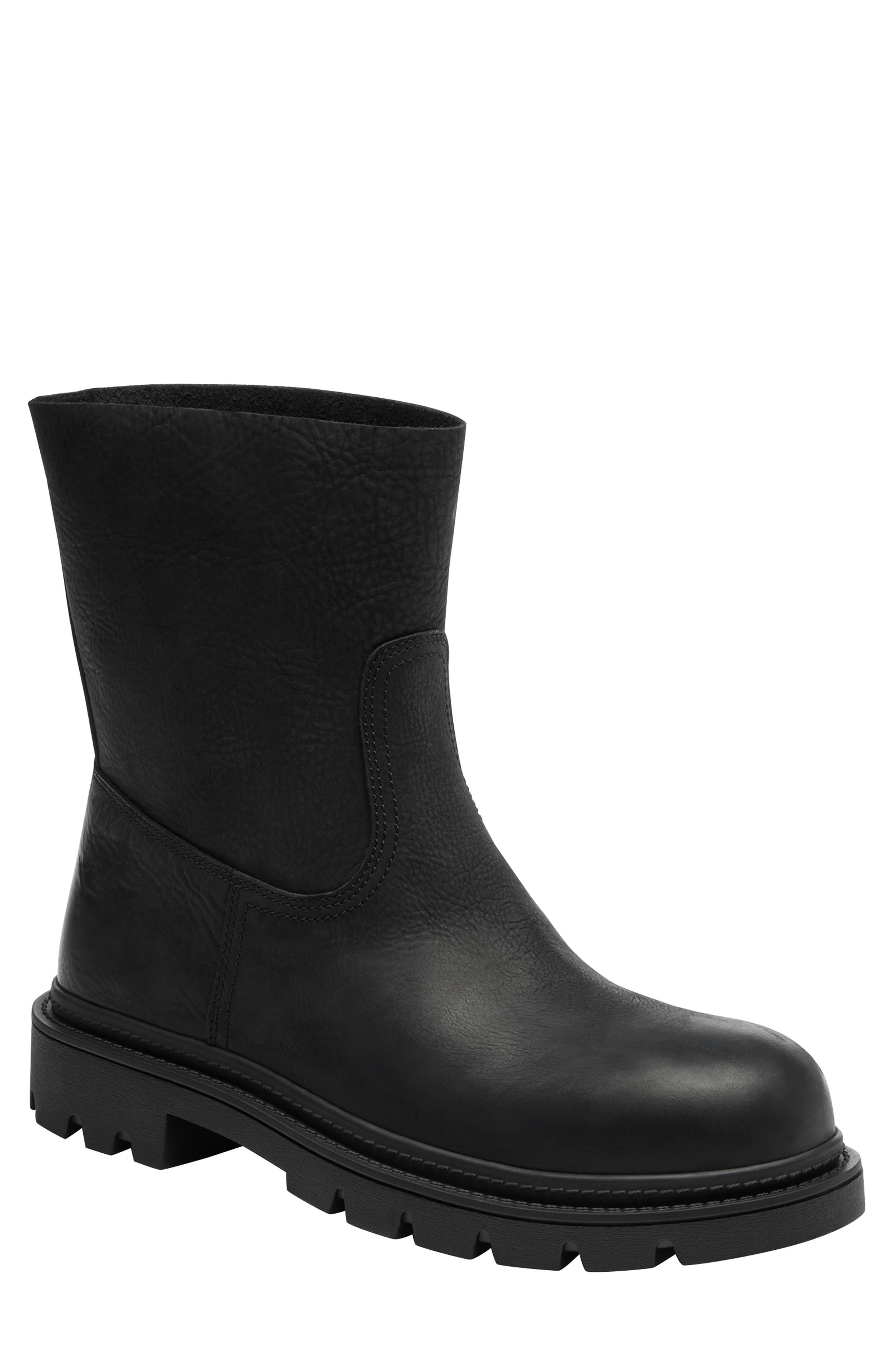 Suede Work Boot, Main, color, BLACK