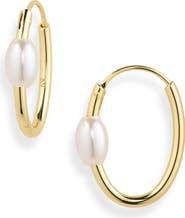 ARGENTO VIVO Single Faux Pearl Hoop Earrings