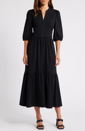 Caslon ® Tiered Organic Cotton Maxi Dress In Black