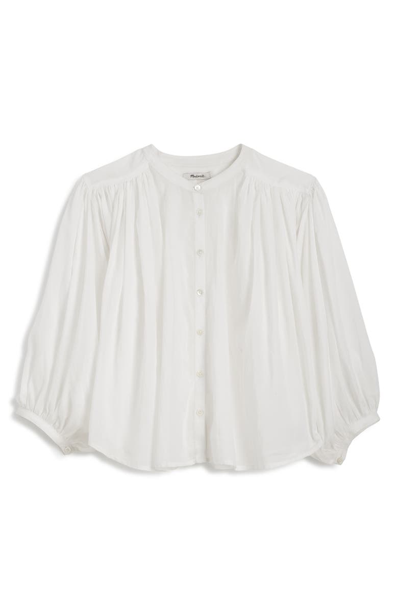 Madewell Shirred Voile Button-Up Top, Alternate, color, White