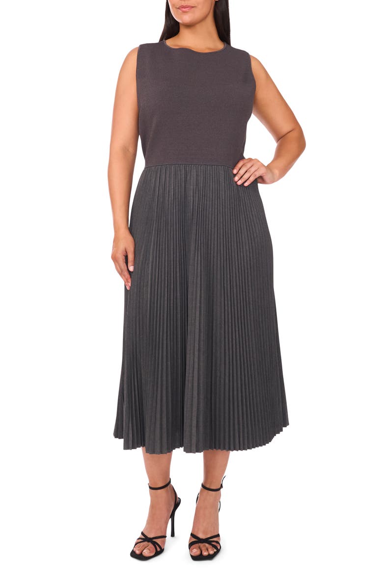 Sleeveless Mixed Media Maxi Dress, Main, color, GREYSTONE HEATHER