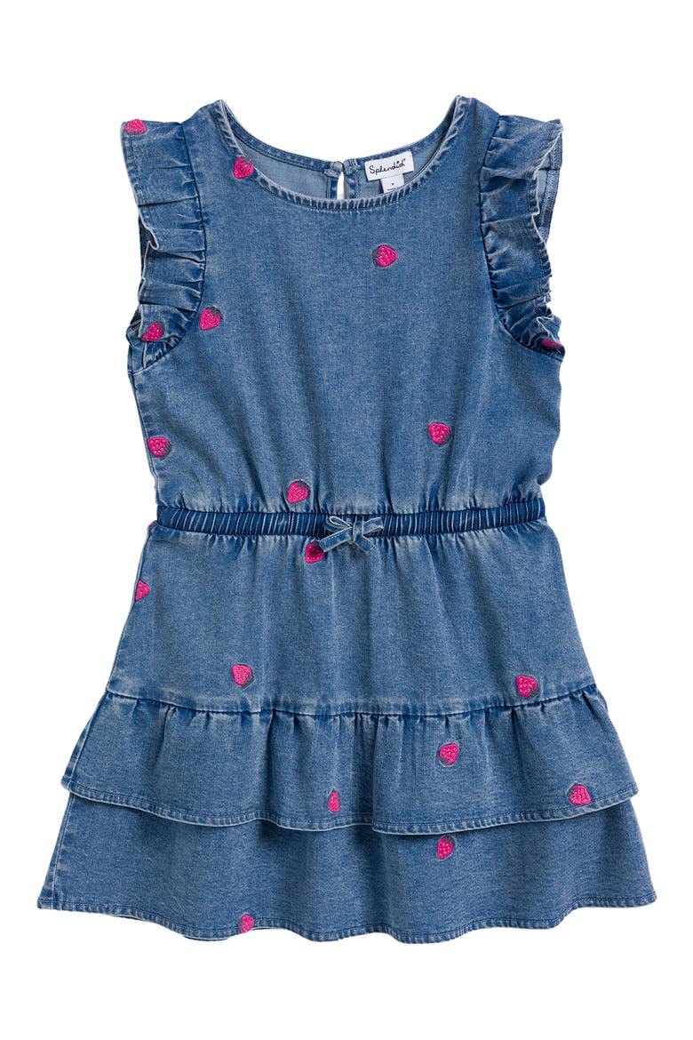 Kids' Berry Sweet Denim Dress, Main, color, INDIGO