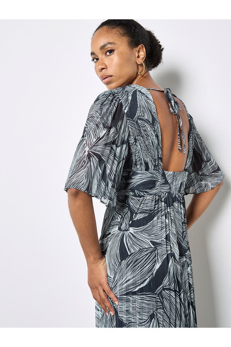 Floral Chiffon Pleat Maxi Dress, Alternate, color, Navy