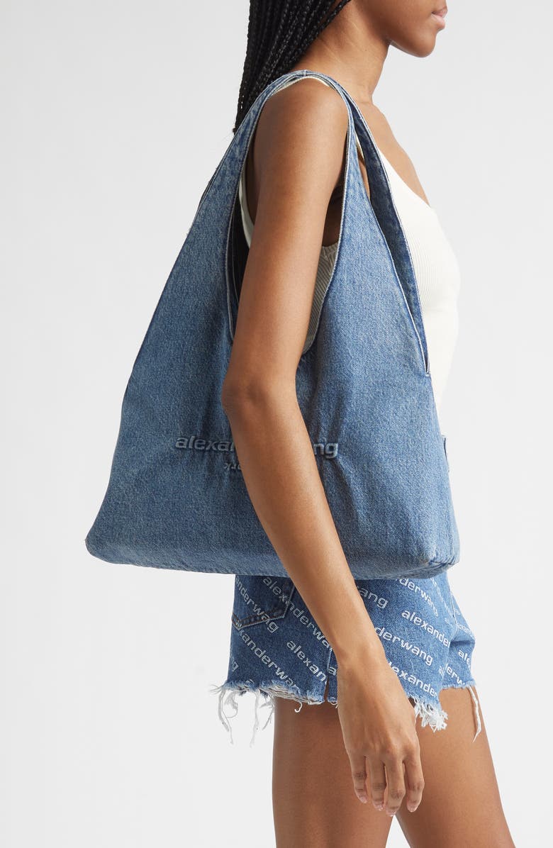 Alexander Wang Medium Pike Denim Hobo Bag, Alternate, color, Vintage Medium Indigo