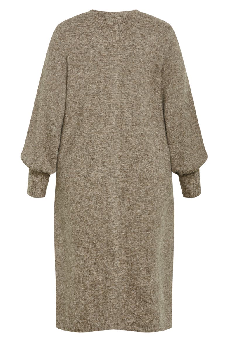 Eleni Button Front Long Sleeve Sweater Dress, Alternate, color, TAUPE MARLE