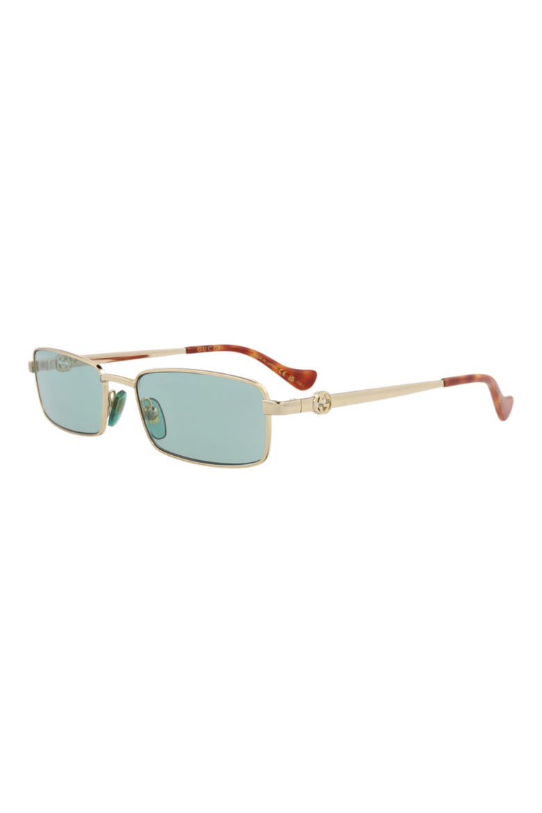 56mm Rectangle Metal Frame Sunglasses, Alternate, color, GOLD GOLD GREEN