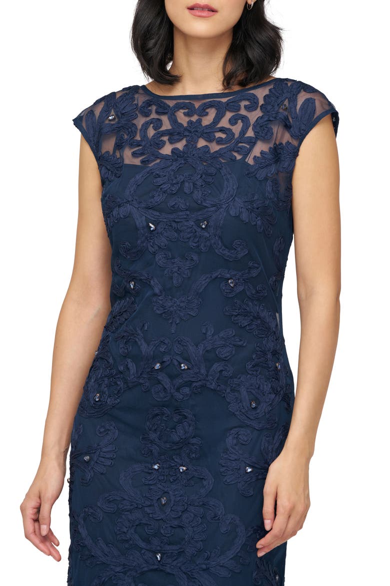 Avril Soutache Cocktail Dress, Alternate, color, NAVY