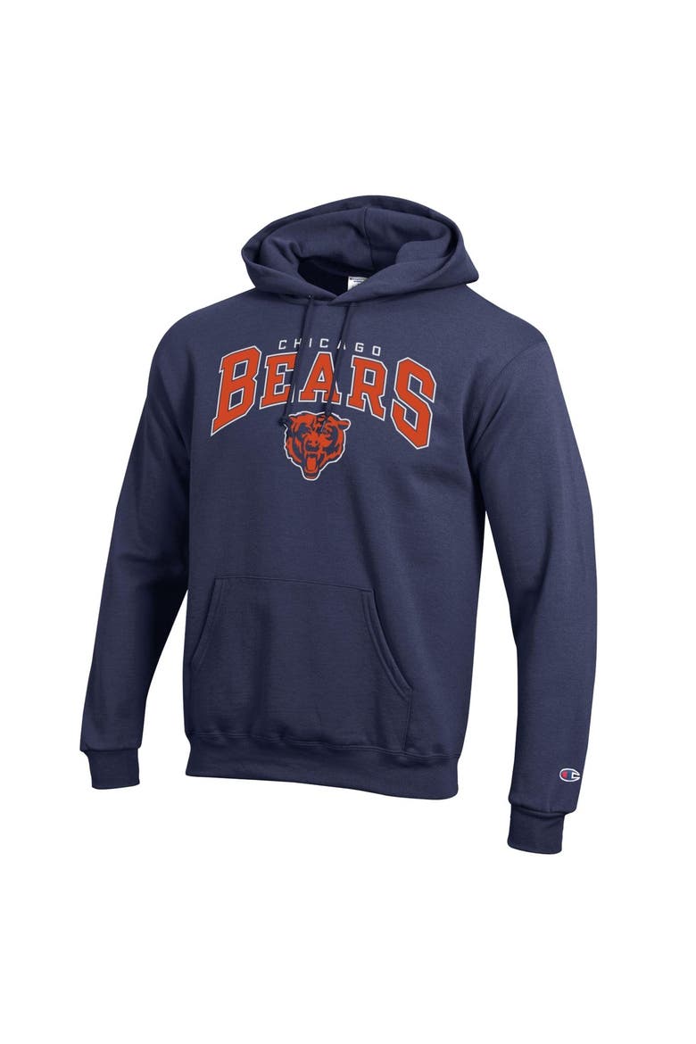 Men's Champion Navy Chicago Bears Powerblend Arch over Logo Hoodie, Alternate, color, Navy