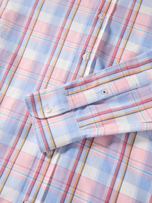 Robert Talbott Harrison Button Down Multicolor Plaid Oxford Shirt In Pink