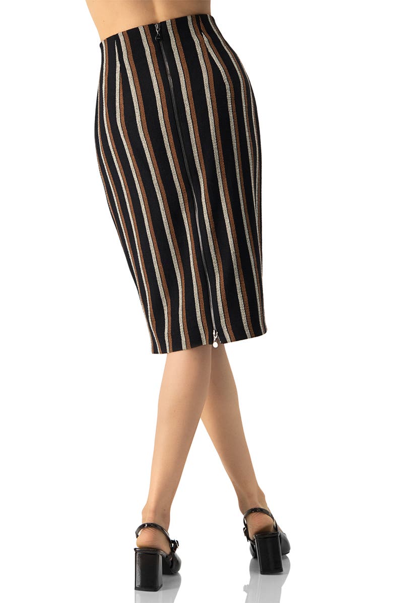 IVONNE Striped Knee Lenght Skirt, Alternate, color, Black