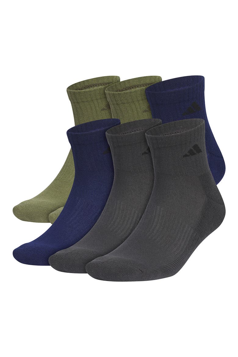 Cushioned 6-Pack AEROREADY Quarter Training Socks, Main, color, OLIVE GREEN/ DARK BLUE/ GREY